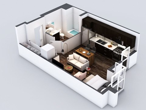 Floor plan for studio, 1 bath, 473 sqft